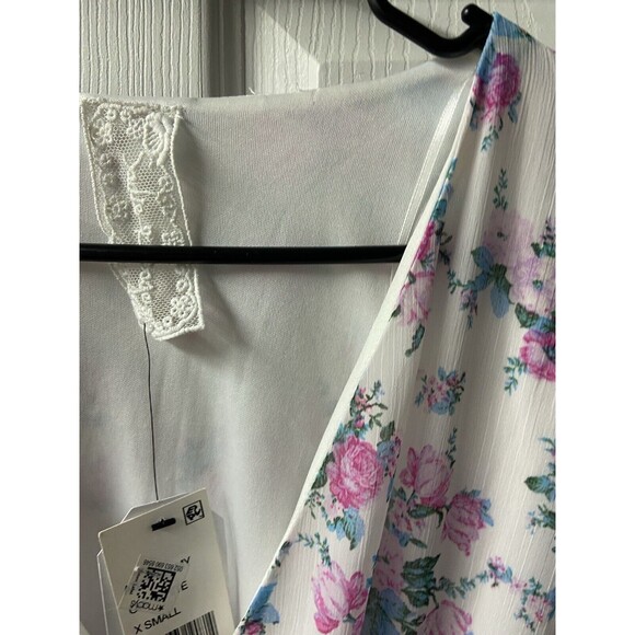 Sadie & Sage Mini Dress Size XS V Neck Faux Wrap Long Sleeved Floral Boho lined - Picture 9 of 9